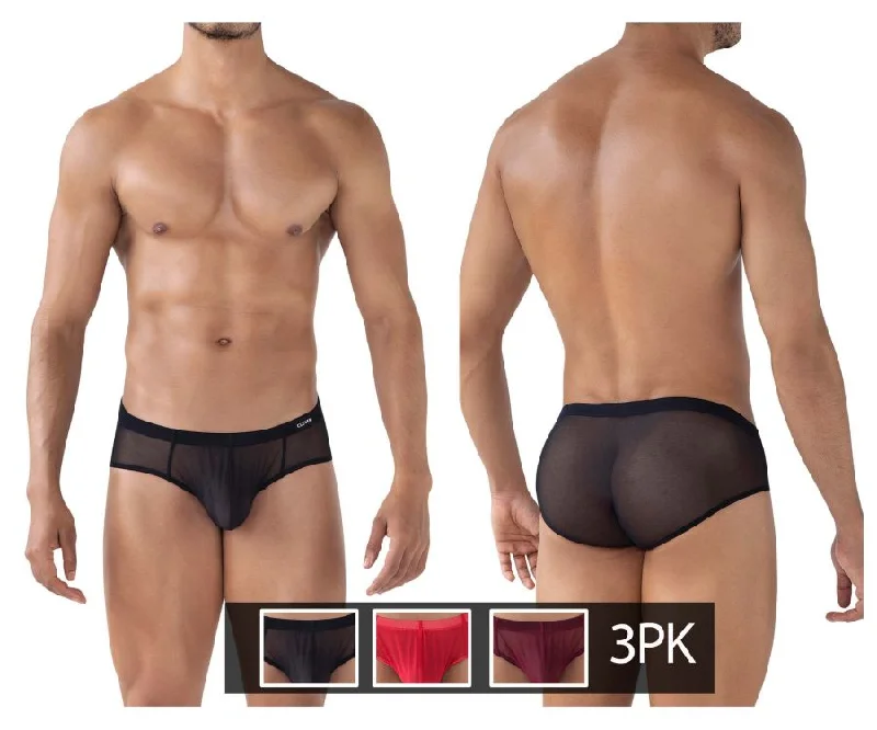 Low - cut men's briefs for a discreet appearanceClever 519962 3PK Australian Latin Briefs Briefs Color Red-Black-Grape