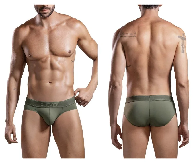 Men's briefs with a lace trim for a touch of flairClever 1670 Britanica Briefs Color Green
