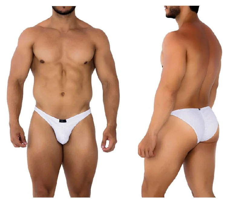 Seamless men's briefs for a smooth look under clothesXtremen 91201 Jacquard Bikini Color White
