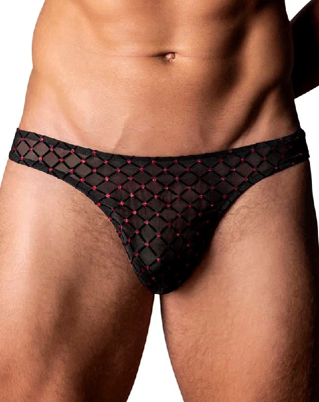 Glittery men's thongs for a party lookMale Power 443-296 Widow Maker Classic Thong Black