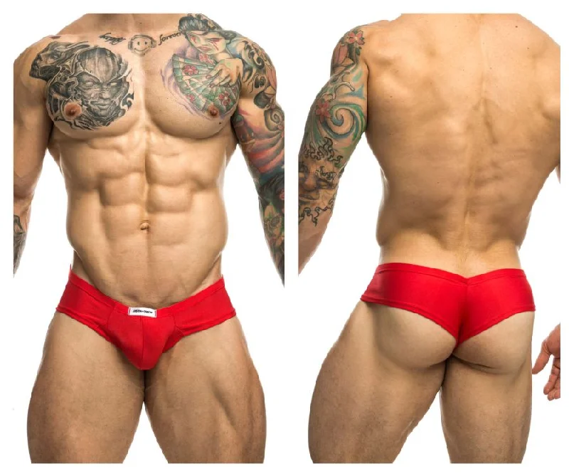 Bright - colored men's briefs for a bold statementJUSTIN+SIMON XSJ22 Cheek Briefs Color Red