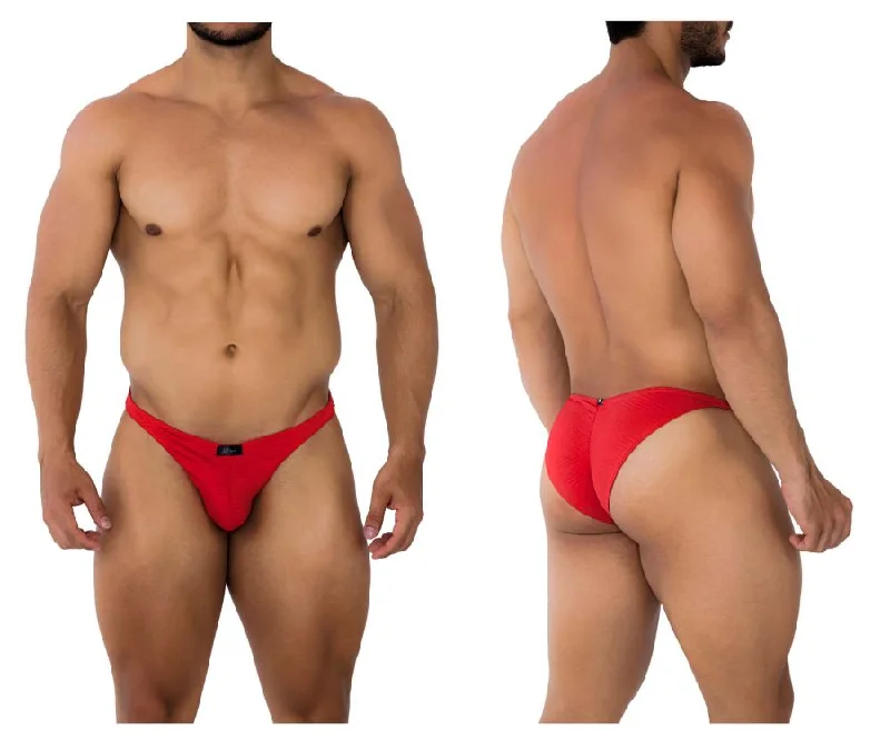 Men's briefs with a supportive pouch designXtremen 91192 Jacquard Bikini Color Red