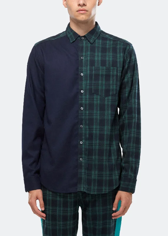 Men's Tailored Fit Checkered Casual Shirts in Multicolor for a Smart - Casual EnsembleKonus Men's Color Blocked Button Up shirt in Green