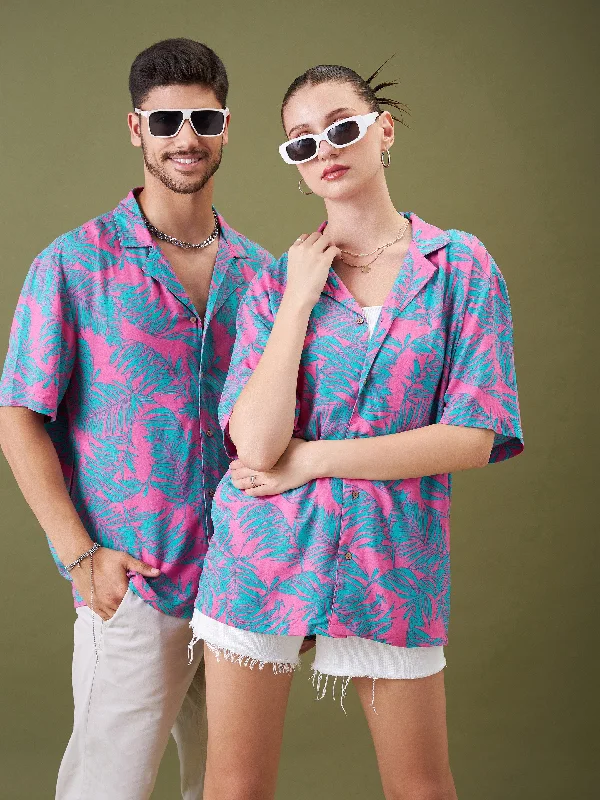Men's Long - Line Oversized Casual Shirts in Dark Gray for a Relaxed and Modern LookUnisex Fuchsia & Green Tropical Floral Relax Fit Shirt Men's Long - Line Oversized Casual Shirts in Dark Gray for a Relaxed and Modern LookUnisex Fuchsia & Green Tropical Floral Relax Fit Shirt
