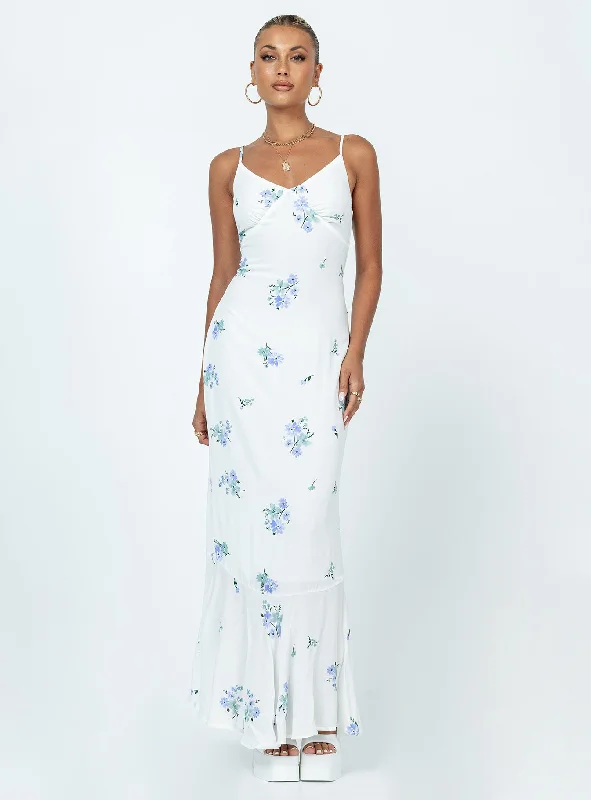 Sing Along Maxi Dress White / Blue