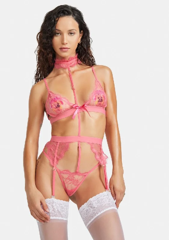 Blush Frisky Freak Lace Teddy Set