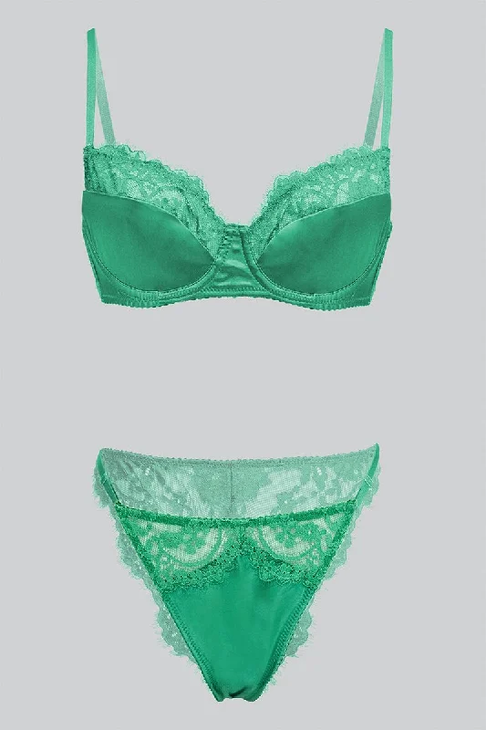 Green Lace Lingerie Set