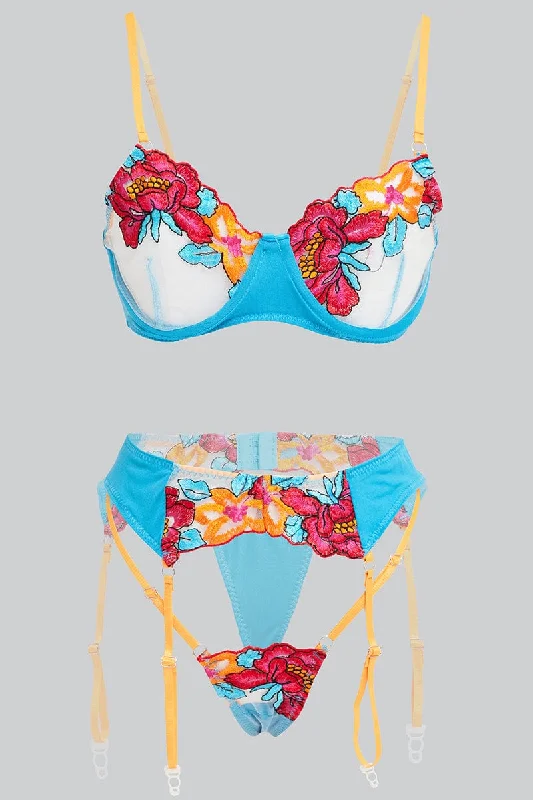 Multi Embroidered Lingerie Set