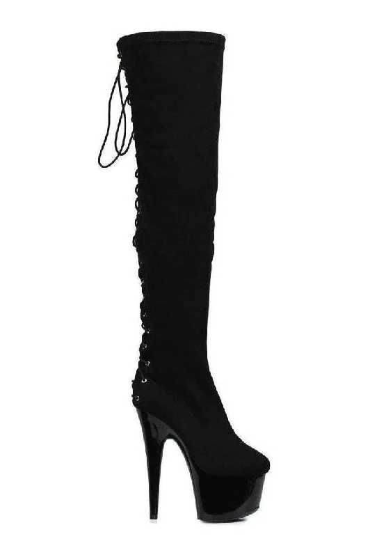 609-FARE Thigh Boot  | Black Velvet