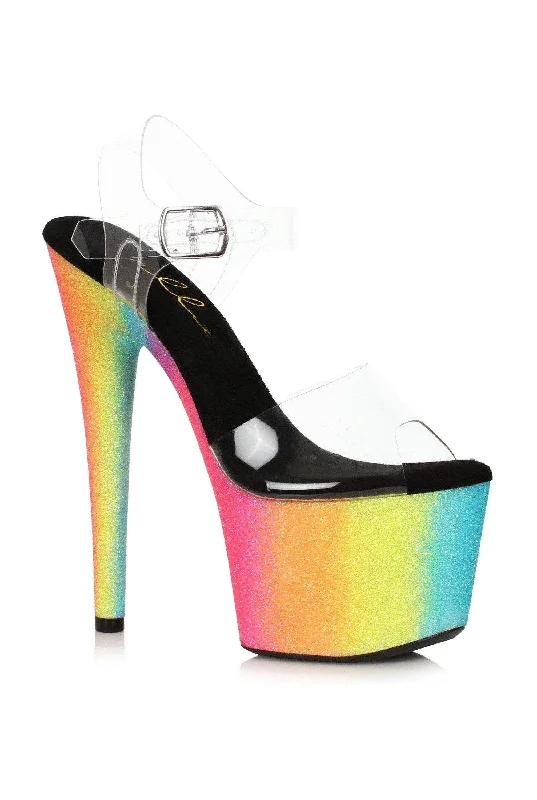 Ellie Shoes 709-CANDY Stiletto with Rainbow Glitter Platform