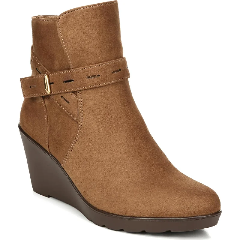 Jill Womens Faux Suede Ankle Wedge Boots