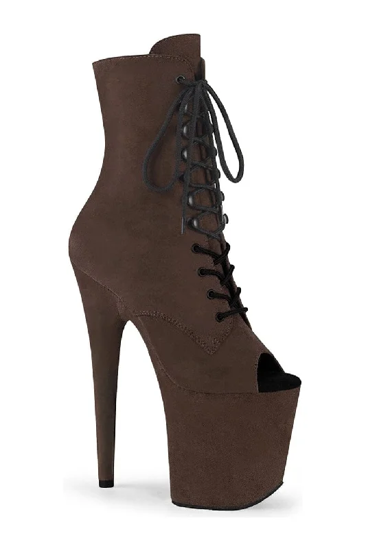 FLAMINGO-1021FS Brown Faux Suede Ankle Boot