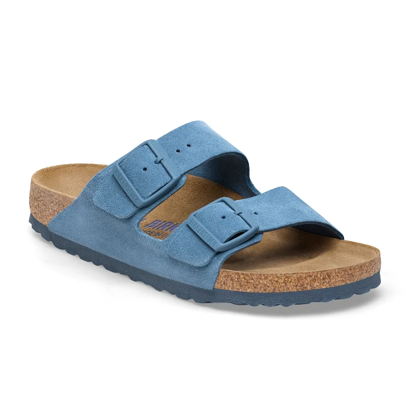 Birkenstock Arizona Soft Footbed Slide Sandal (Women) - Elemental Blue Suede