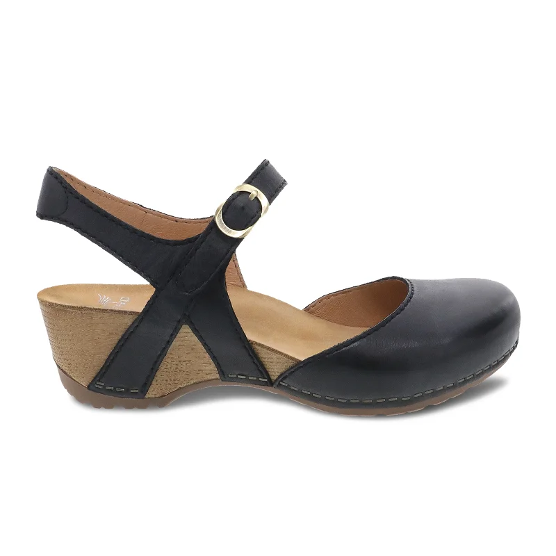 Dansko Tiffani Sandal (Women) - Black Milled Burnished