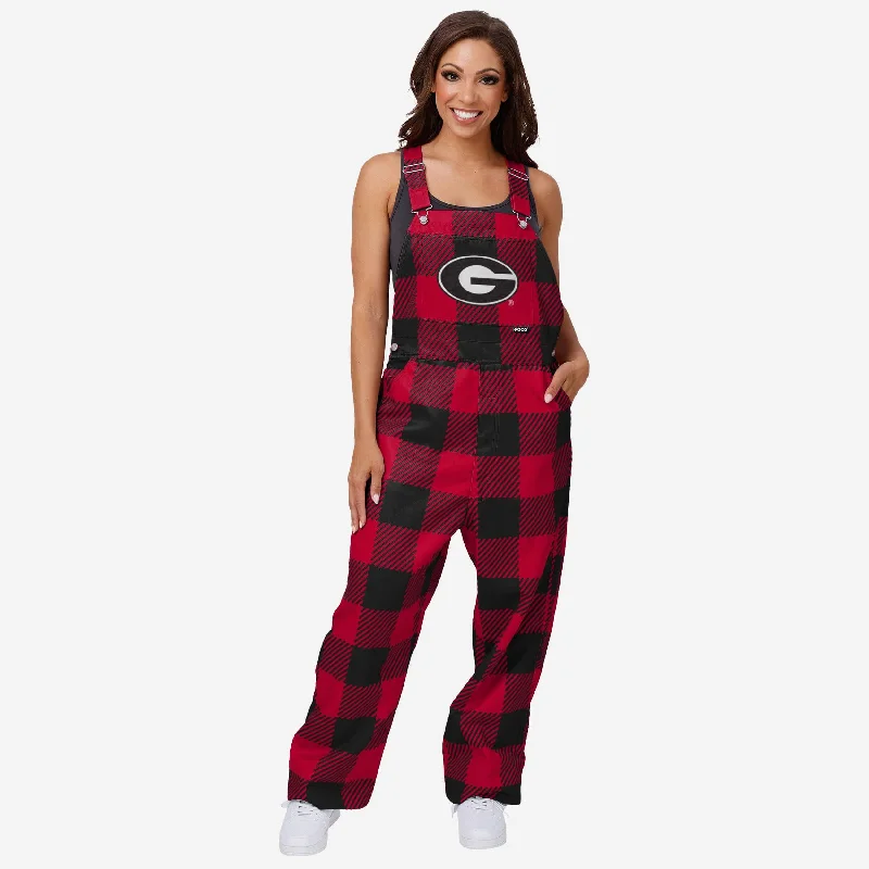 Georgia Bulldogs Womens Plaid Bib Overalls