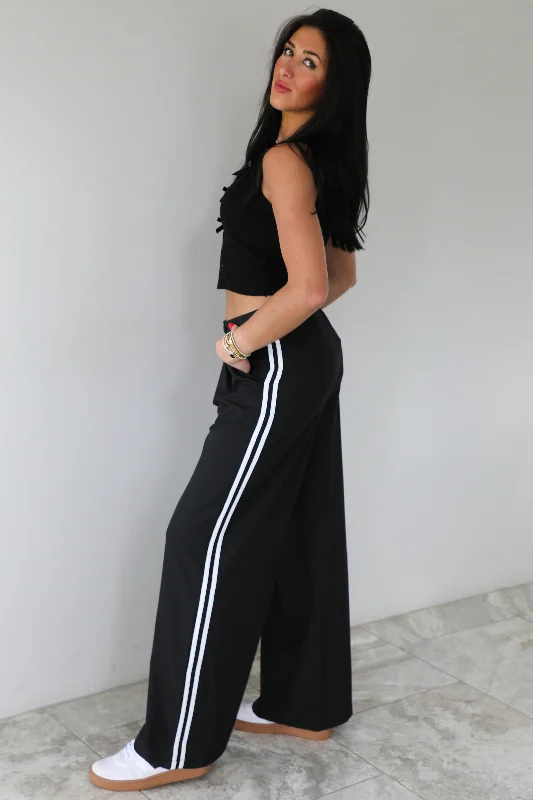 Striped Detail Pants: Black/White