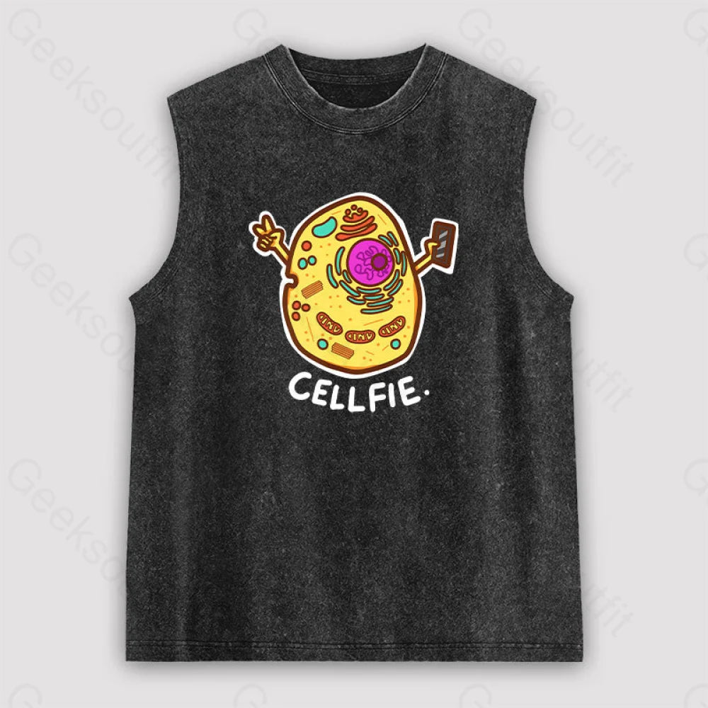 Biology pun Cell-Fie Unisex Washed Tank