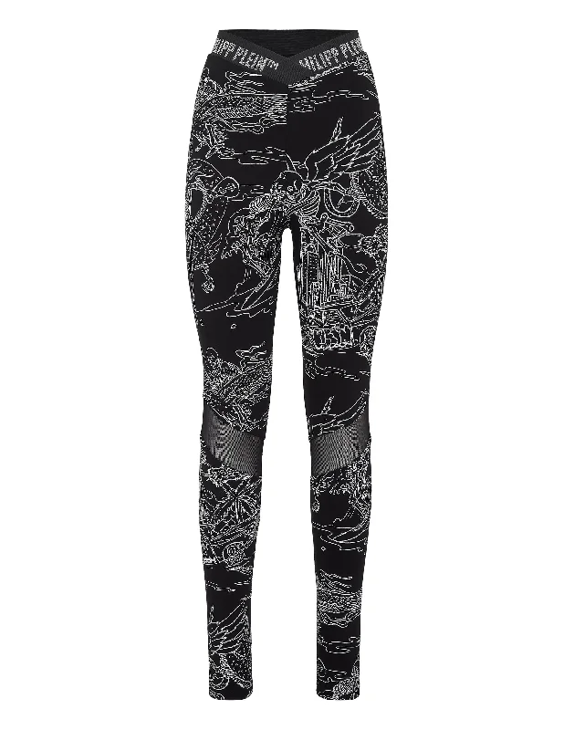 Super High Waist Leggings Stones Skeleton tattoo