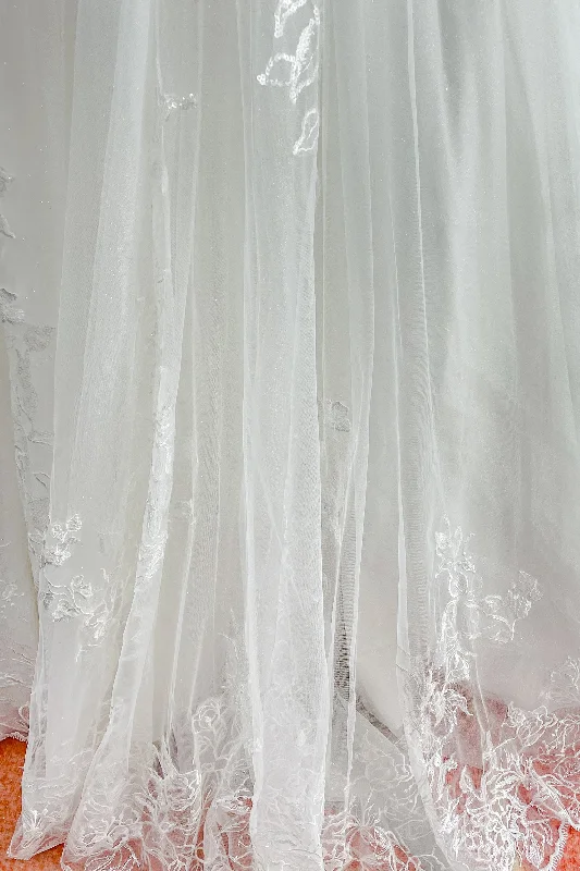 A-Line Cathedral Train Lace Tulle Wedding Dress CW3150