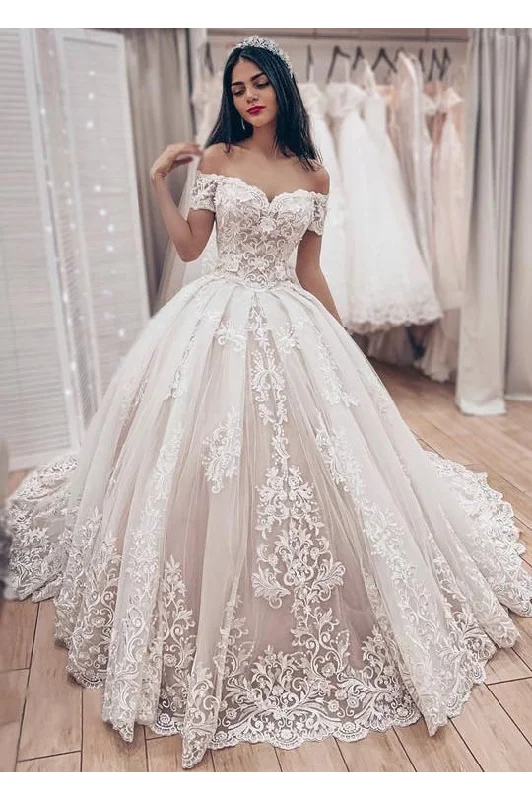 Gorgeous Off the Shoulder Lace Appliques Wedding Dresses