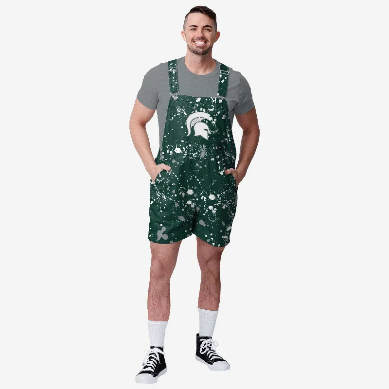 Michigan State Spartans Mens Paint Splatter Bib Shortalls