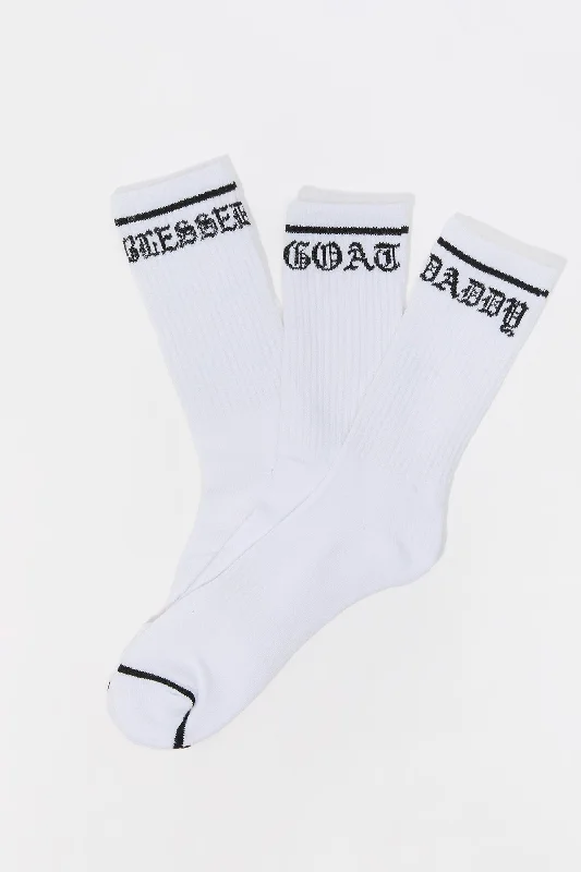 Merino wool men's socks for warmth and breathabilityGothic Text Crew Socks (3 Pack)