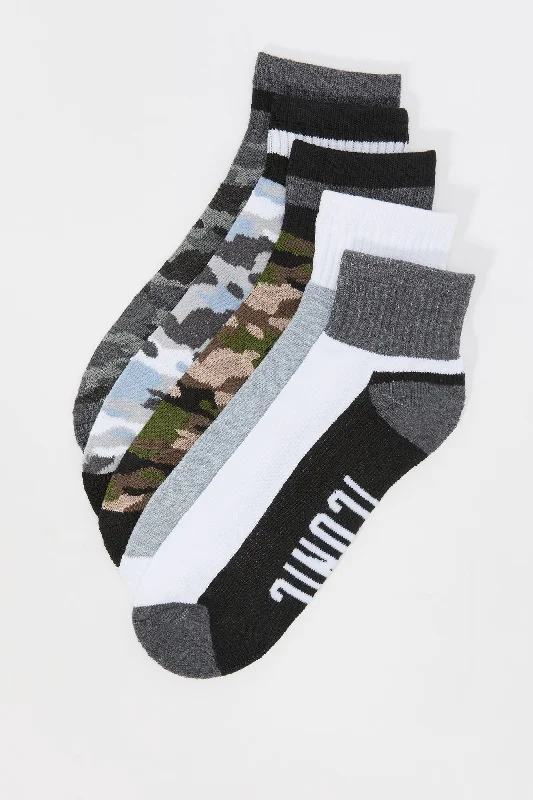 Bamboo men's socks for natural antibacterial propertiesCamo Athletic Quarter Socks (5 Pack)