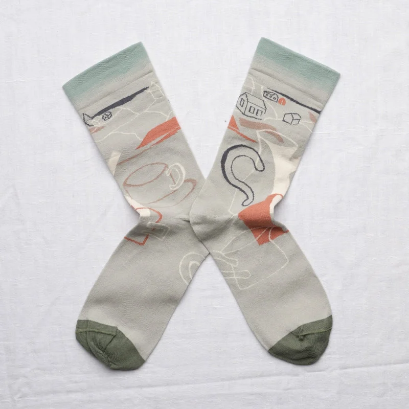 Bonne Maison Celadon Landscape Socks RO701