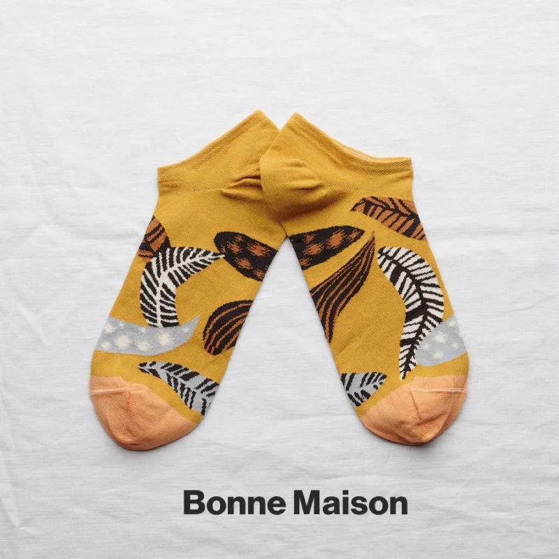 Bonne Maison Feather Ochre Ankle Cotton Unisex Socks SA11-01