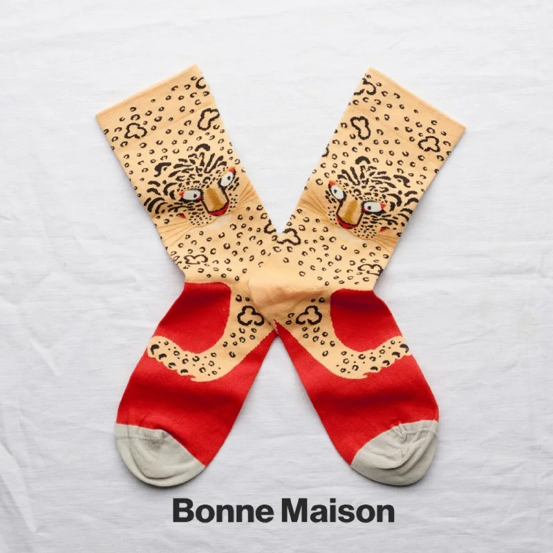 Bonne Maison Leopard Kraft Cotton Unisex Socks SA2-01