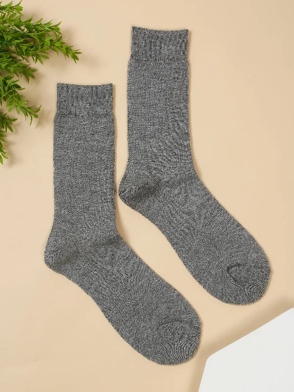 Diabetic men's socks for proper circulationMen's Grey Melange Basic Crew length Socks -Pack of 3