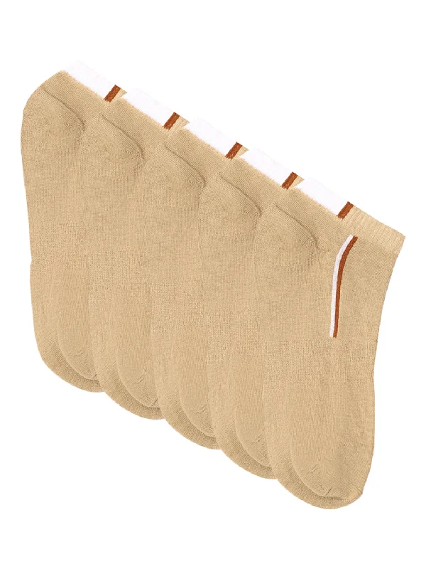 Stretchable men's socks for a flexible fitMen's Beige Basic Ankle length Socks -Pack of 5