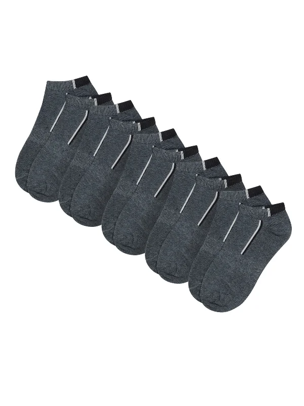 Dress men's socks for business and formal wearMen's Grey Melange Basic Ankle length  Socks -Pack of 5