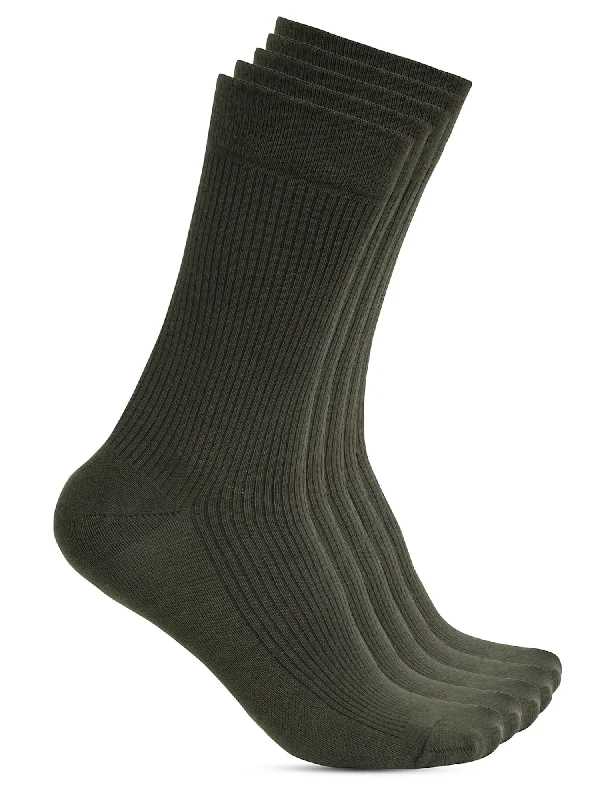 Bamboo men's socks for natural antibacterial propertiesMen's Olive Green Basic Crew length Socks -Pack of 5