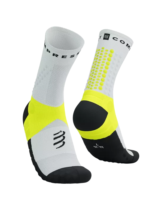 Organic men's socks for an eco - friendly choiceCompressport Unisex's Ultra Trail Sock v2.0 - White/Safe Yellow Organic men's socks for an eco - friendly choiceCompressport Unisex's Ultra Trail Sock v2.0 - White/Safe Yellow