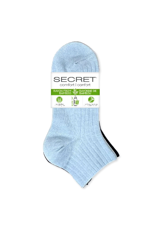 SECRET® Comfort Bamboo Ribbed Anklet - 3 Pairs