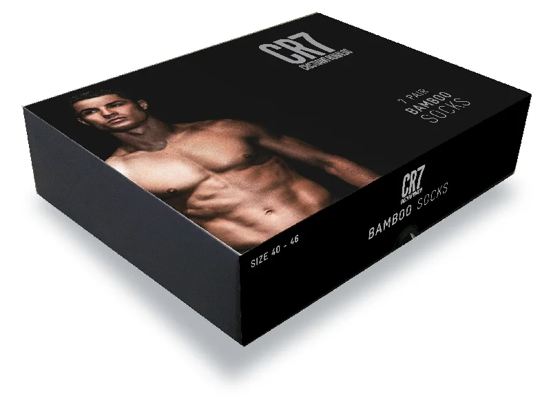 Cashmere men's socks for a luxurious feelCR7 Men's Bamboo Blend 7-Pack Sock Gift Box, Black Cashmere men's socks for a luxurious feelCR7 Men's Bamboo Blend 7-Pack Sock Gift Box, Black