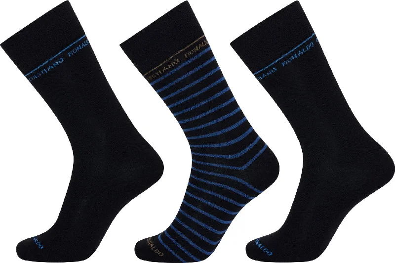 Compression men's socks for reducing swellingCR7 Men's Cotton Blend 3-Pack Fashion Socks, multicolor