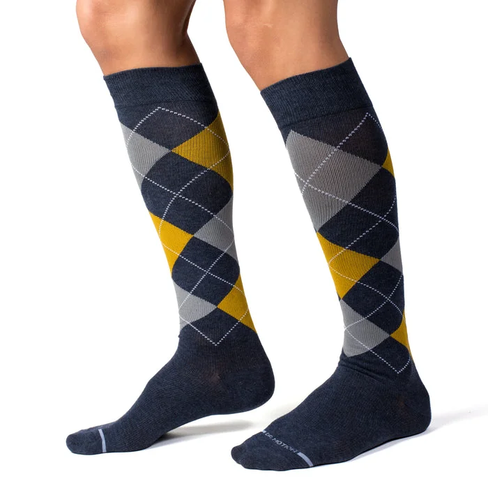 Running men's socks for sports performanceCompression Knee High Socks | Multicolor Argyle | Men's (1 Pair)