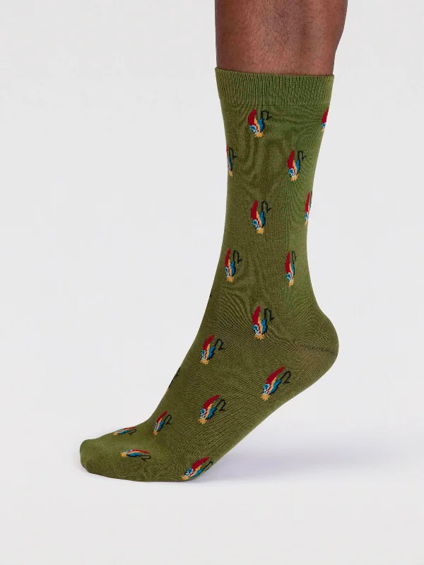Patterned men's socks with geometric designsFinley Organic Cotton Fly Fishing Socks - Moss Green Patterned men's socks with geometric designsFinley Organic Cotton Fly Fishing Socks - Moss Green