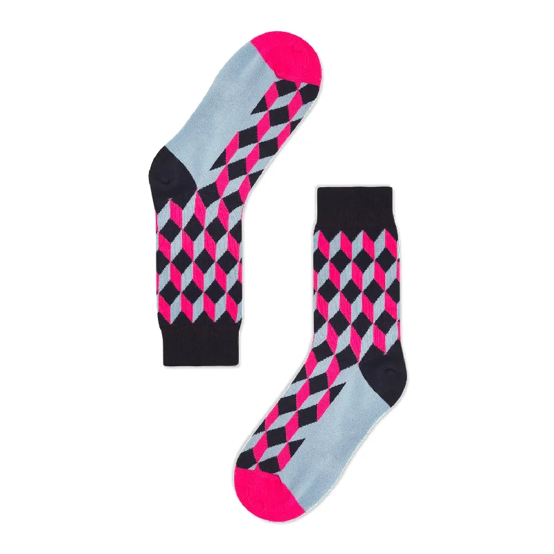 Men's crew socks with a gradient color effectGolden Rabbit Unisex Crew Socks - Cube Stamp - Small Men's crew socks with a gradient color effectGolden Rabbit Unisex Crew Socks - Cube Stamp - Small