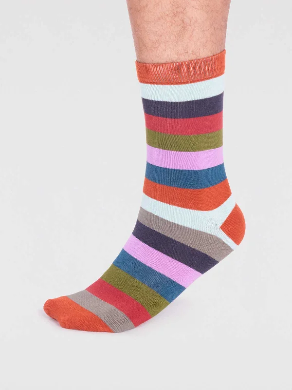 Moisture - wicking men's socks for drynessJase Bamboo Stripe Socks - Jaffa Orange