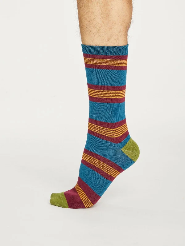 No - show men's socks for wearing with loafersJesper Stripe Socks - Bilberry