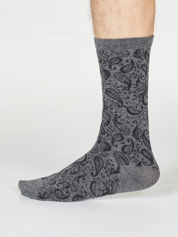 Organic men's socks for an eco - friendly choiceLarnard Paisley Socks - Dark Grey Marle Organic men's socks for an eco - friendly choiceLarnard Paisley Socks - Dark Grey Marle