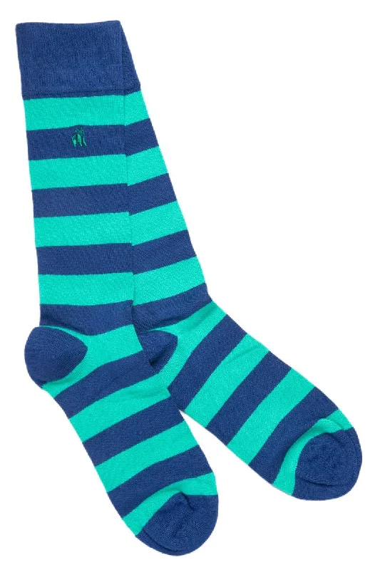 Novelty men's socks with unique patternsLime Green Striped Bamboo Socks