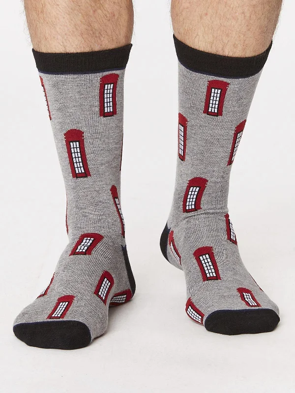 Compression men's socks for reducing swellingLondon Telephone Box Bamboo Socks