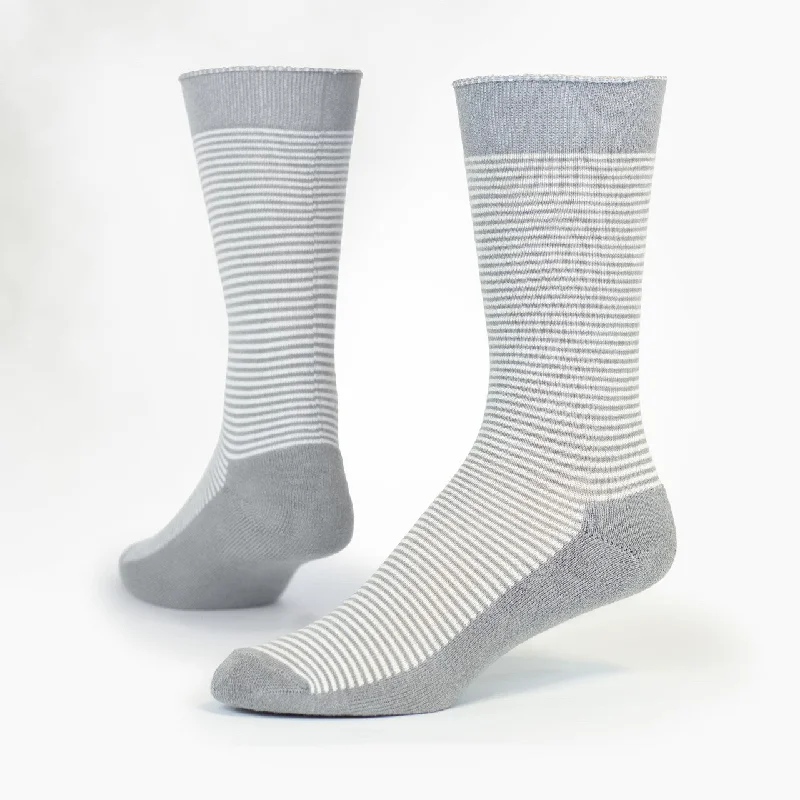Sheer men's socks for a delicate appearanceMaggie's Organics Cushion Crew Stripe Sock - Taupe/Natural Sheer men's socks for a delicate appearanceMaggie's Organics Cushion Crew Stripe Sock - Taupe/Natural