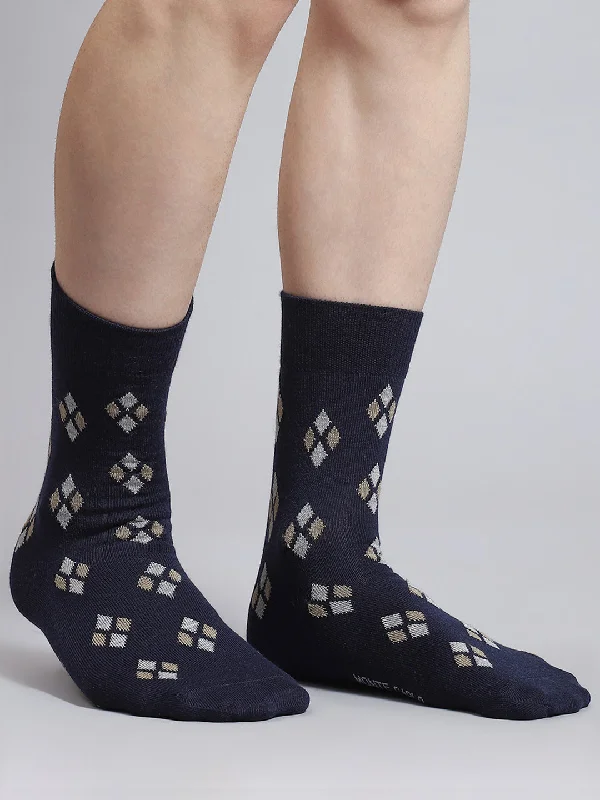 No - show men's socks for wearing with loafersMen Pure Wool Printed Mid Calf Length Socks (1 Pair)