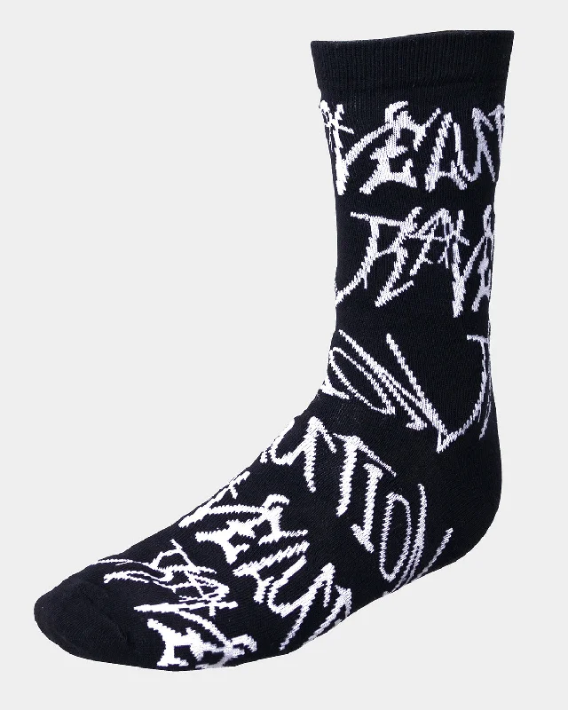 Novelty men's socks with unique patternsRAVELUTION SOCKS BLACK