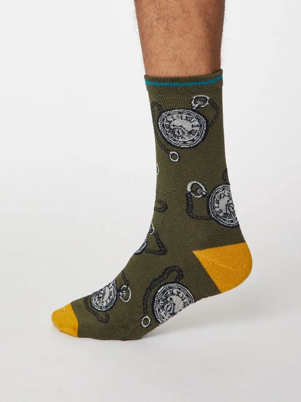 Novelty men's socks with unique patternsMomento Socks - Khaki Green